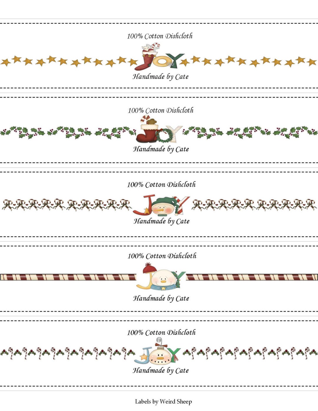 Joy Dishcloth/washcloth Labels PDF File Only Etsy