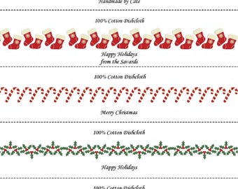 Christmas Strings Dishcloth/Washcloth Labels - PDF File Only