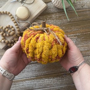 Caramel Splash A Medium Knit Pumpkin | Blanket Yarn | Home Decor | Fall Decor | Halloween | Thanksgiving | Pumpkin