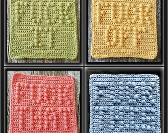 F Word Swearing Dishcloth Pattern Combo A - PDF File Only