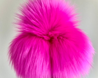 Bubblegum Pink Faux Fur Pompom: Handmade Vegan Lux Pom (6.5 inch XL Size)