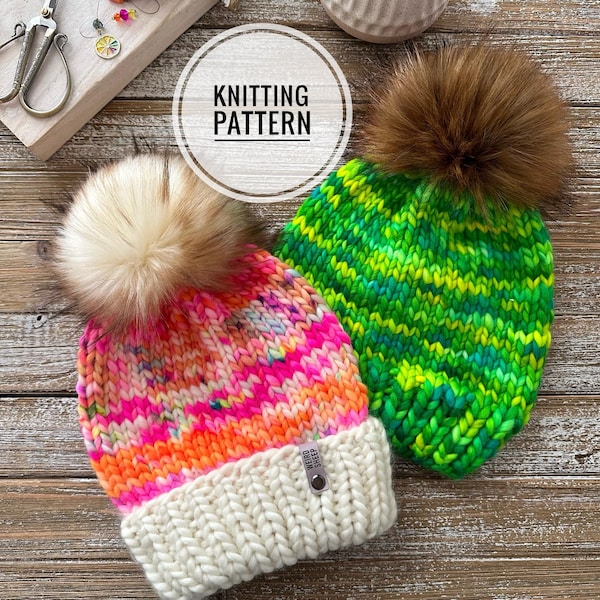 Classic Knit Beanie - 5 Sizes - Knit Pattern - PDF FILE ONLY