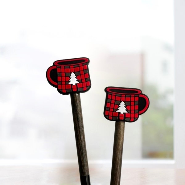 Christmas Plaid Cup Stitch Stopper Set | Knitting Tool | Needle Stopper | Accessory | Maker Tool | Craft Supplies