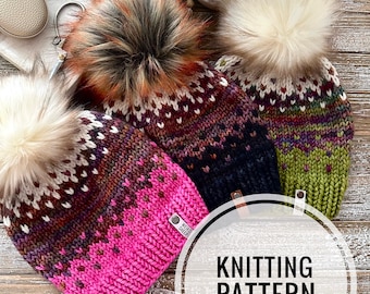 Autumnal Beanie Knit Pattern - Fair Isle Toque, Chunky Yarn (PDF Pattern)