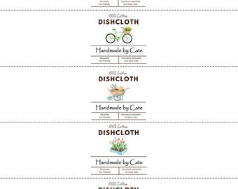 Garden Dishcloth/Washcloth Labels - PDF FILE ONLY