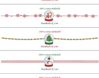 Christmas Snowglobes Dishcloth/Washcloth Labels - PDF File Only