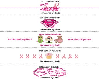 Breast Cancer Dishcloth/Washcloth Labels - PDF File Only