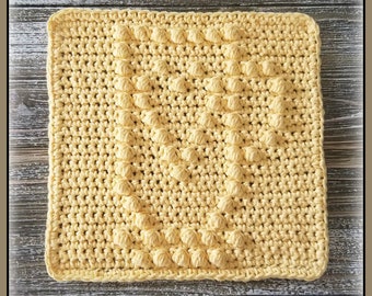 Latte Mug with Heart - Crocheted Dishcloth Pattern - PDF File Only