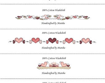 Hearts 1 Dishcloth/Washcloth Labels - PDF File Only