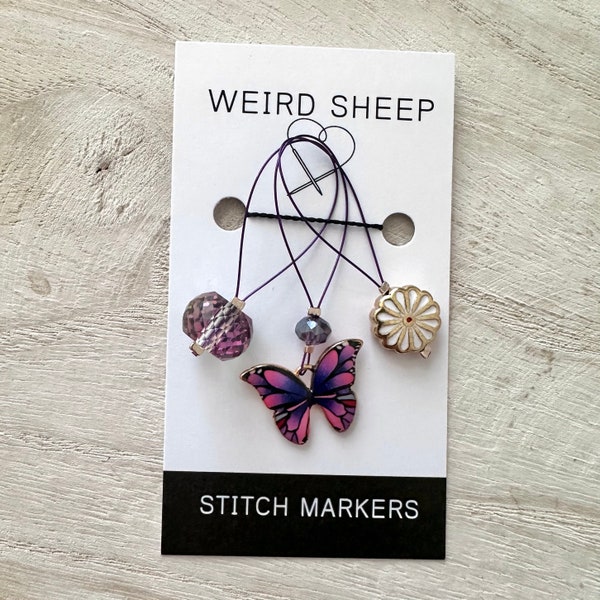 Butterfly Purple Pink Stitch Marker Set | Knitting Tool | Handmade | Accessory | Maker Tool | Craft Supplies |