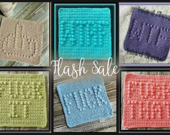 FLASH SALE - 10 Crocheted F Word Swearing Dishcloth Crochet Patterns - PDF Files Only