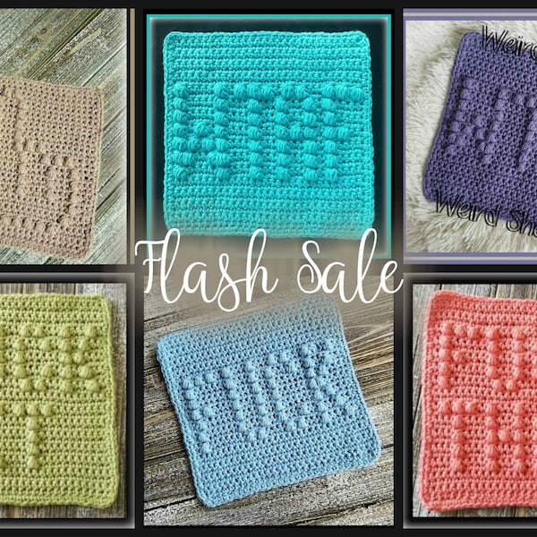 FLASH SALE - 10 Crocheted F Word Swearing Dishcloth Crochet Patterns - PDF Files Only