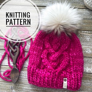 The Cariad Hat - Knitted Knit Pattern Toque Beanie Hat Pattern - PDF FILE ONLY