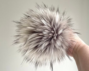Silver Lining Lux Faux Fur Pompom | Lux Pom | Handmade Pompom | XL Pompom | Faux Fur | Vegan Pompom | Removable Faux Fur Pompom
