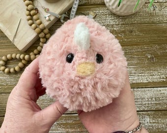Fancy Mabel Chicken Plushie | Handmade Emotional Support Animal | Pink Dust