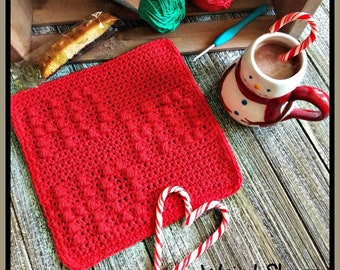 HO HO HO Crocheted Dishcloth Pattern - pdf File Only