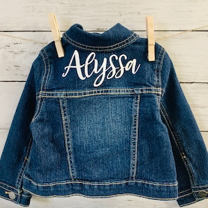 Baby/Toddler Custom Name Jean Jacket - Multiple Font Options & Font Colors - Cute Toddler Baby Girl Jean Jacket - Custom Jean Jacket