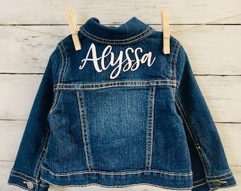 Baby/Toddler Custom Name Jean Jacket - Multiple Font Options & Font Colors - Cute Toddler Baby Girl Jean Jacket - Custom Jean Jacket