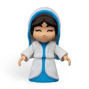 Nativity figure of the Holy Family, Mary, birth of Jesus, Holy Family. Christmas figures, figure of Mary. 3D