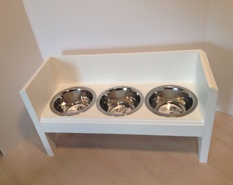 Raised 3 Bowls Pet Feeder1 2cupand 21 2pt Handmade Wooden Etsy