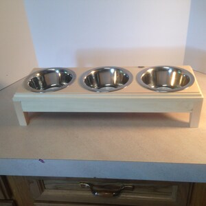 Pet Feeder,Raised 3 2 cupBowls Pet Feeder,Handmade Wooden For Dogs and Cat,Elevated feeder image 3