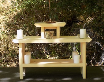 Handmade 3-Tier Wooden Meditation Altar Table with Incense and Candle Kit