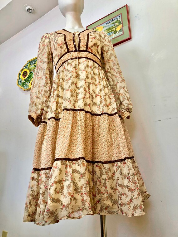 Vintage 70s Candi Jones Midi--mixed pattern, Long