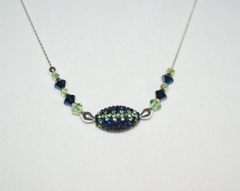 Seahawks' colors Crystal Laden Football Necklace (468)