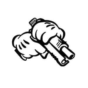 Mickey Mouse Hand on Gun Decal Sticker Vinyl  **SIZE and COLOR Choice smith wesson revolver hand gun