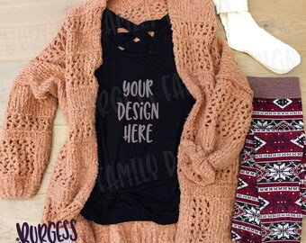 Mock Up Styled Instagram Ready Cozy Sweater Legging Shirt Outfit Wood Background Download Flat Lay Mockup Commercial Use Mock Up For Display Apparel T Shirt Mockup Psd File