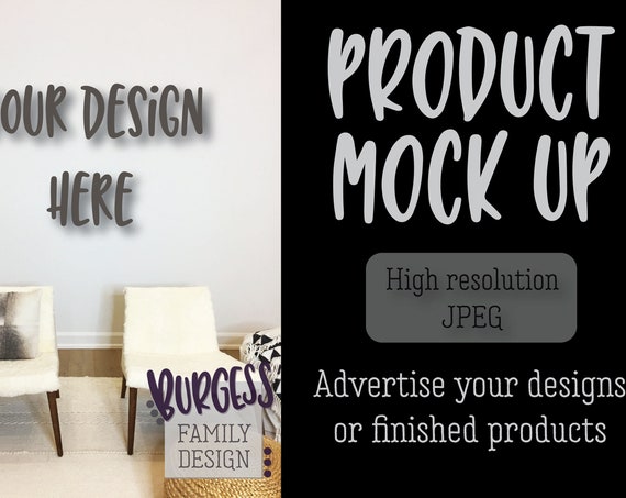 Mock Up Styled Wall Art Living Room Mockup Chairs