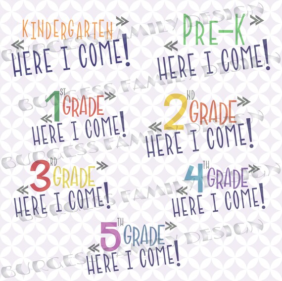 Bundle School Here I come Grade 1-12 Pre-K and Kindergarten | Etsy