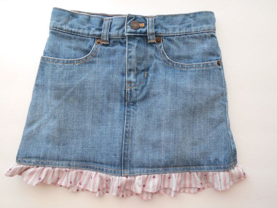 Blue jean skirt ruffle sales