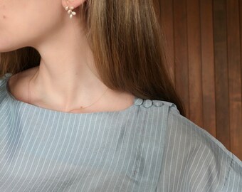 aqua silk blouse