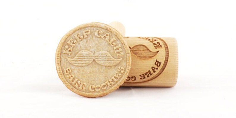 Rolling Pin Embossed with KEEP CALM and BAKE Cookies Pattern for Baking Engraved cookies Size Roller 4 inch