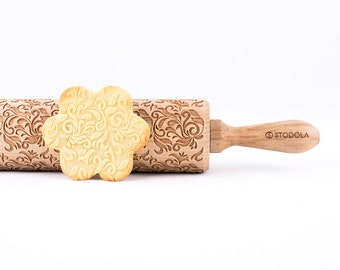 Stodola Engraved Large Rolling Pin with  FOLK DECORATIVE Pattern