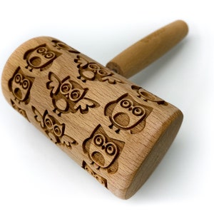 Stodola Engraved Mini Rolling Pin with OWL Print