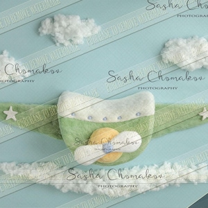 Digital backdrop, background newborn baby girl boy flying , pilot airplane  plane floor art  blue green yellow  wool, felting, felted, felt