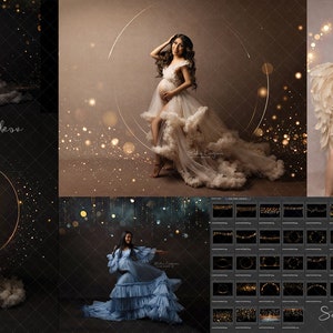 Digitale verlichting en bokeh horizontale overlays Kerstmis