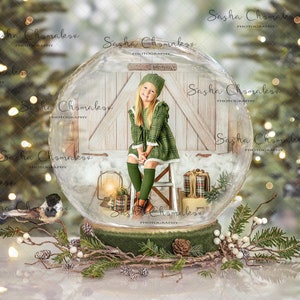 Digital backdrop background newborn  boy or girl Christmas  family , sitters  globe joy green