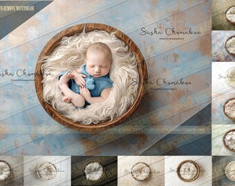12 different Digital backgrounds backdrops newborn baby girls boys overhead  Ai generated white cream ,  fur  simple bowls 