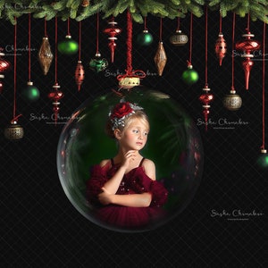 Digital backdrop background newborn  boy or girl Christmas  family , sitters  globe  globe  hanging ornament
