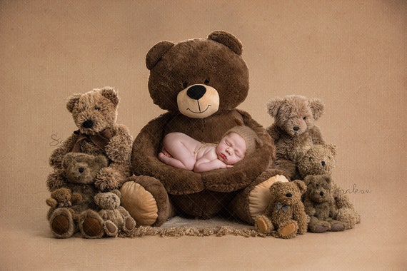 Fondo digital recién nacido bebé niña niño niño oso de peluche