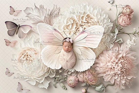 Fotohintergrund Für Babyparty – 2,1 X 1,5 M, Motiv „A Little Butterfly Is On The Way“, Rosa/violett