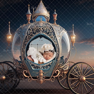 Digital Cinderella carriage  glass princes digital background , backdrop