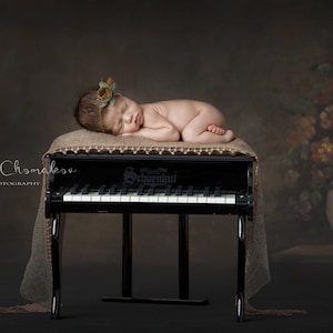 Digital backdrop  background newborn baby girl  piano brown music