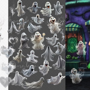 Digital overlays cute friendly ghosts Halloween