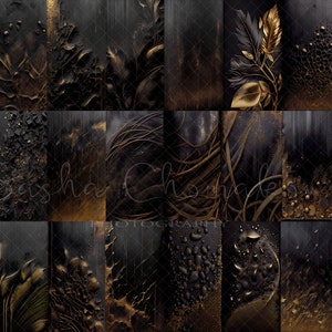 Digital backdrop, backgrounds texture , panels   Ai generated black  and gold 