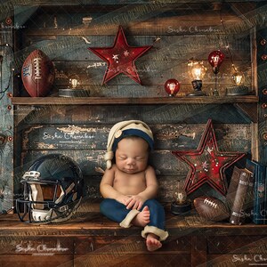 Digital backgrounds backdrops newborn girl boy shelf  Ai generated  background football