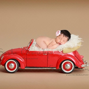 fondo digital fondo recién nacido niña o niño vw escarabajo rojo piel de coche